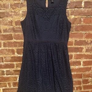 En Focus Navy Lace Overlay Midi Dress Size 14